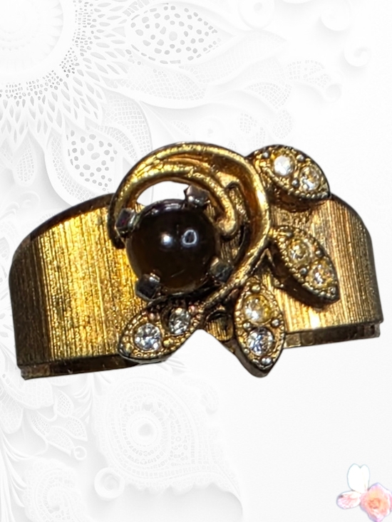 Jewelry - Vintage Tiger Eye Cabochon Ring 18KT HGF Wide Band Statement Brown Size 8